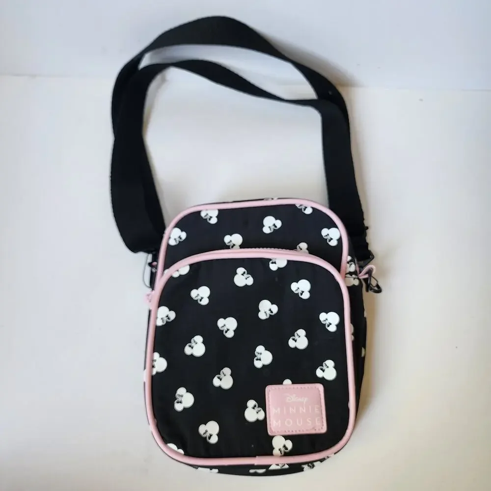 Disney Minnie Mouse Crossbody Purse Bioworld Bag Black Pink 9